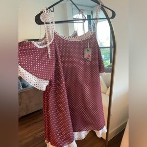 Collegiate Outfitters maroon and white babydoll game day dress. Size 12